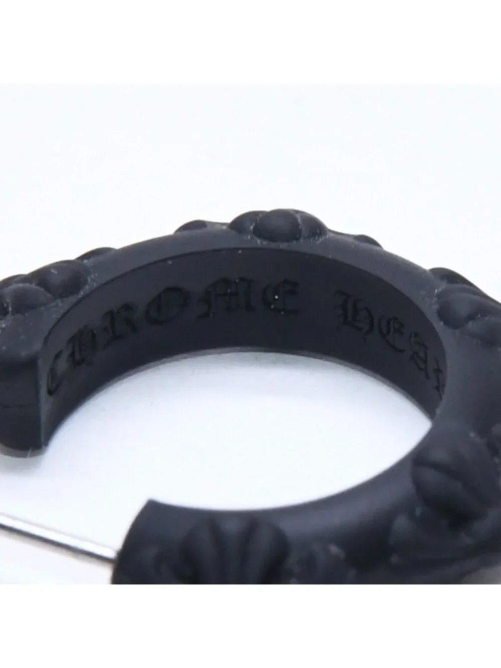 Chrome Hearts Rubber Hoop Cross Small Band Silicon Earrings Black